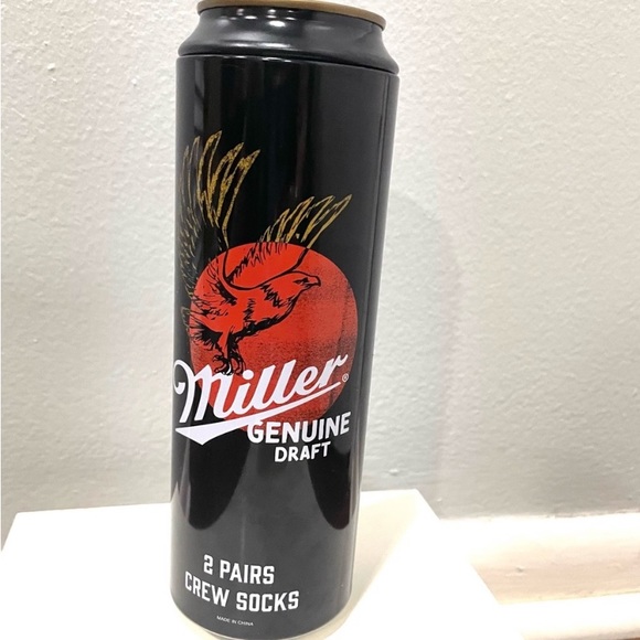 Miller Draft Beer unique gift idea novelty 2 pairs of socks stocking stuffer - Picture 2 of 5